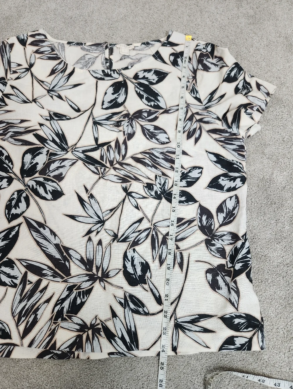 J Crew Linen Cotton Blend Short Sleeve Shirt Lightweight Tropical Top Size Large - Picture 7 of 10